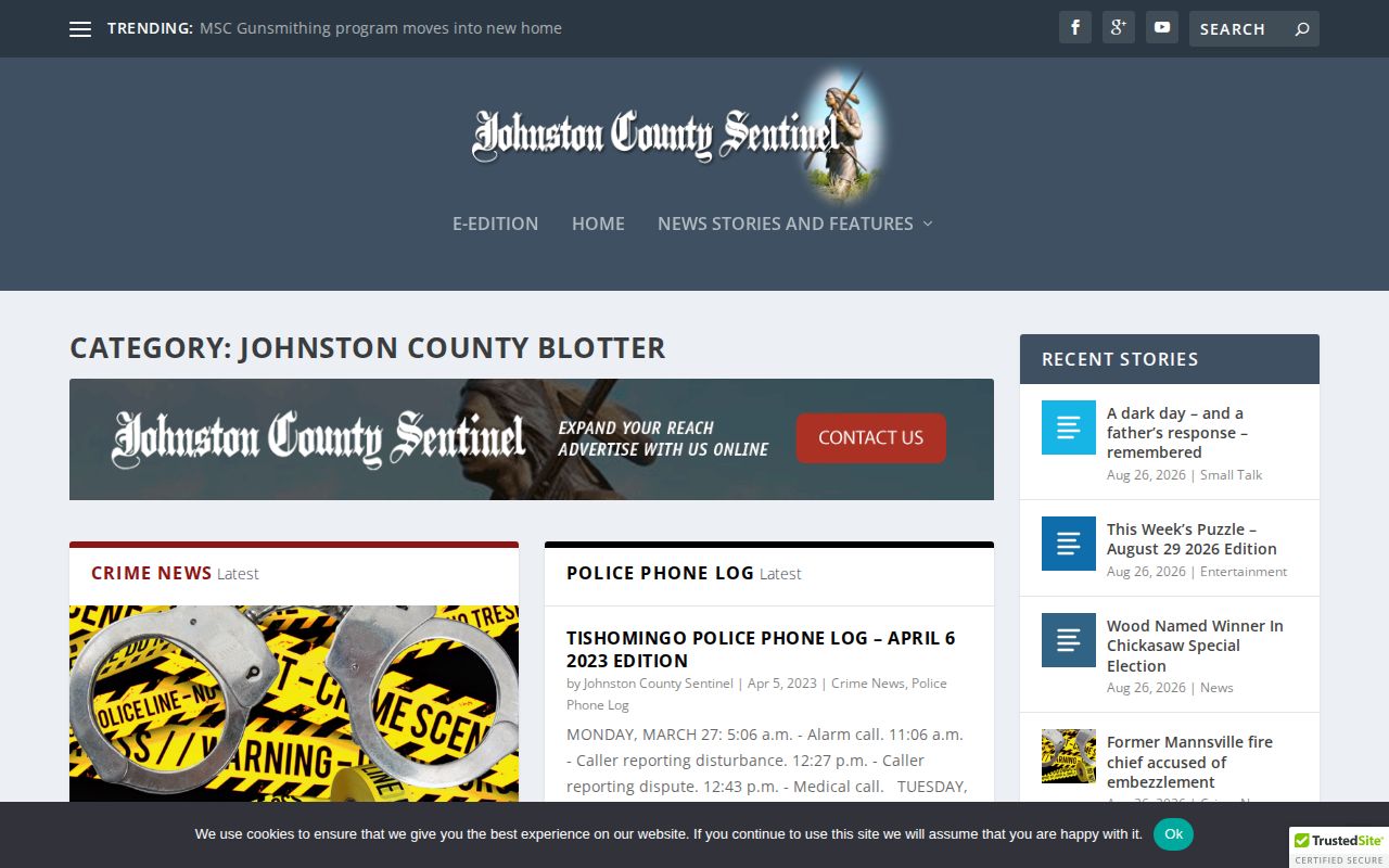Johnston County court filing blotter and booking record context